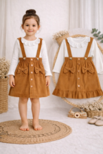 Set Fetiță De 3-7 Ani Cu Salopetă