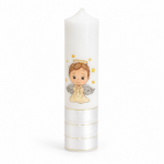 Trusou Botez Îngeraș Crem – Set Complet pentru Fetițe și Băieței cu Cutie Rotundă și Lumânare Decorată - imagine 2