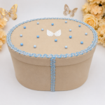 Trusou Botez Băiețel cu Cutie Ovală Crem și Lumânare Decorată – Set Complet pentru Taina Sfântului Botez - imagine 2