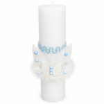 Trusou Botez Băiețel cu Cutie Ovală Crem și Lumânare Decorată – Set Complet pentru Taina Sfântului Botez - imagine 3