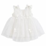 Set elegant pentru fetițe – rochiță albă cu tulle, body, pantofiori și bentiță - imagine 2