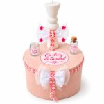 Trusou de botez pentru fetiță cu cutie rotunda și lumânare